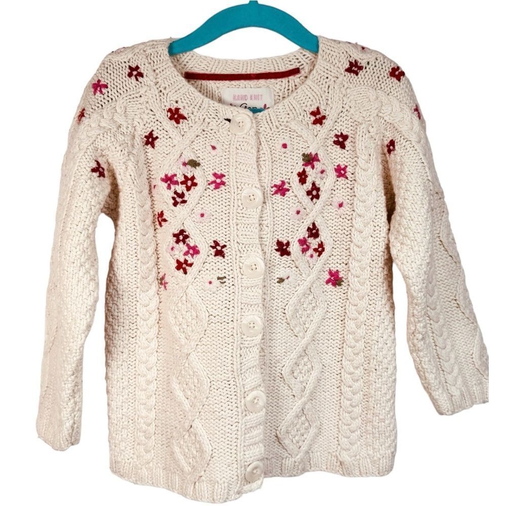 Baby Gap Girls Knit Embroidered Flowers Wool Blend Cardigan Sweater. 5. 5T.